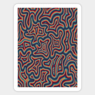 Blue Orange Red Groovy Liquid Marble Swirl Magnet